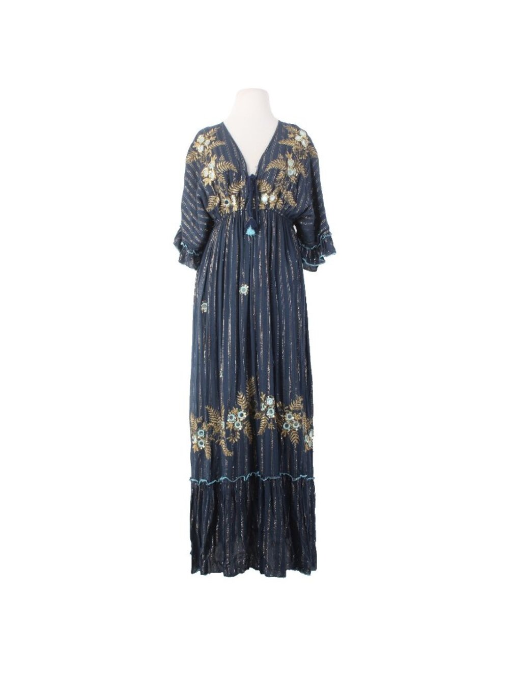 Palak Dress NEW Moda Polak Sz Free Size Navy Blue Embroid Sequin 100% Viscose